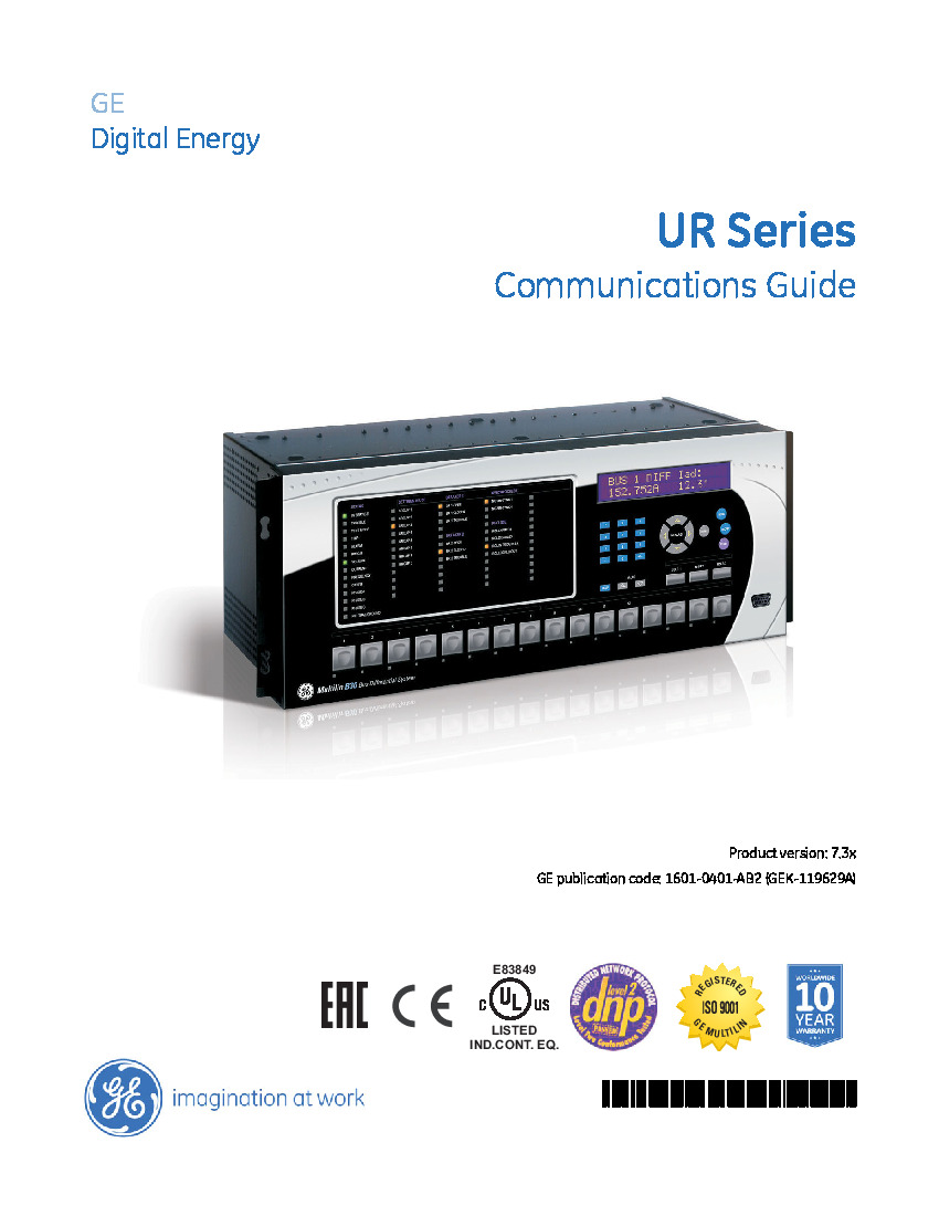First Page Image of UR-6EH GE UR and UR Plus Universal Relays Communications Guide.pdf